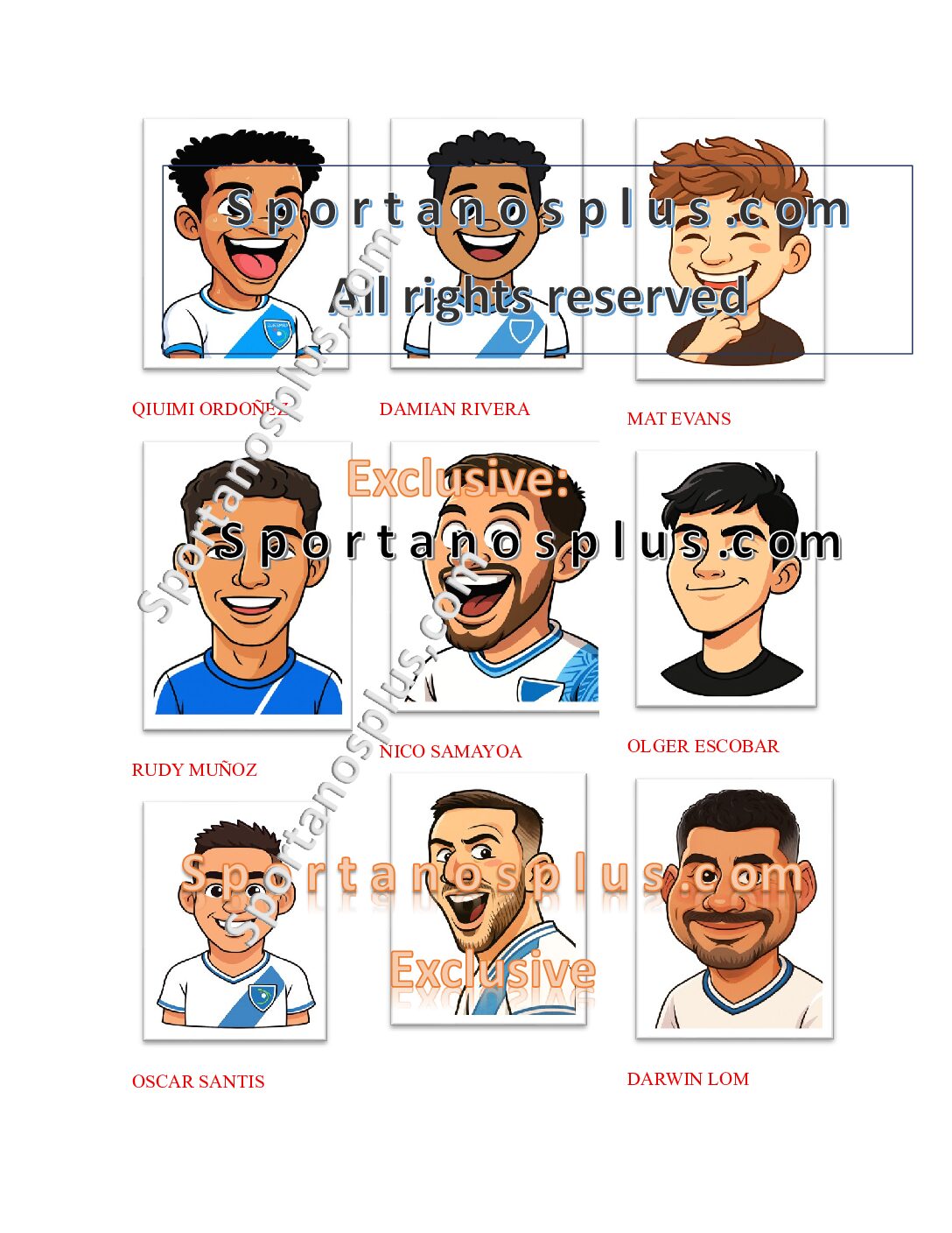 Compra articulos seleccion nacional Guatemala: 18 sticker en caricatura jugadores de la sele, recuerdo Copa de Oro 2025, eliminatoria mundial 2026