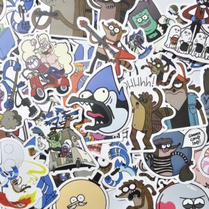 Ya en Guatemala: Stickers un show mas, Mordecai, Rigby, Musculoso, Papaleta, Skips, Thomas, Eilin, tu programa favorito de la tele. Precio por docena