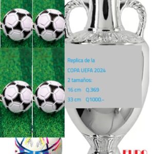 COPA UEFA replica, reserva en Guatemala, en dos tamaños: 16 y 33 cm, lista para formar tu coleccion como fan