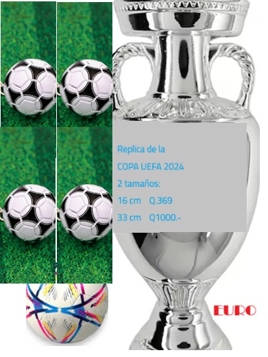 COPA UEFA replica, reserva en Guatemala, en dos tamaños: 16 y 33 cm, lista para formar tu coleccion como fan